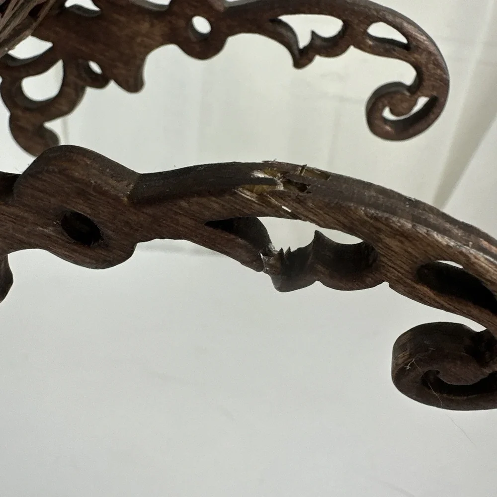 Hand Made Scrollwork Wooden Wheelbarrow Figurine 11